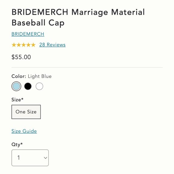 NWT BRIDEMERCH Marriage Material Baseball Cap- Light Blue (Anthropologie) - Picture 3 of 6
